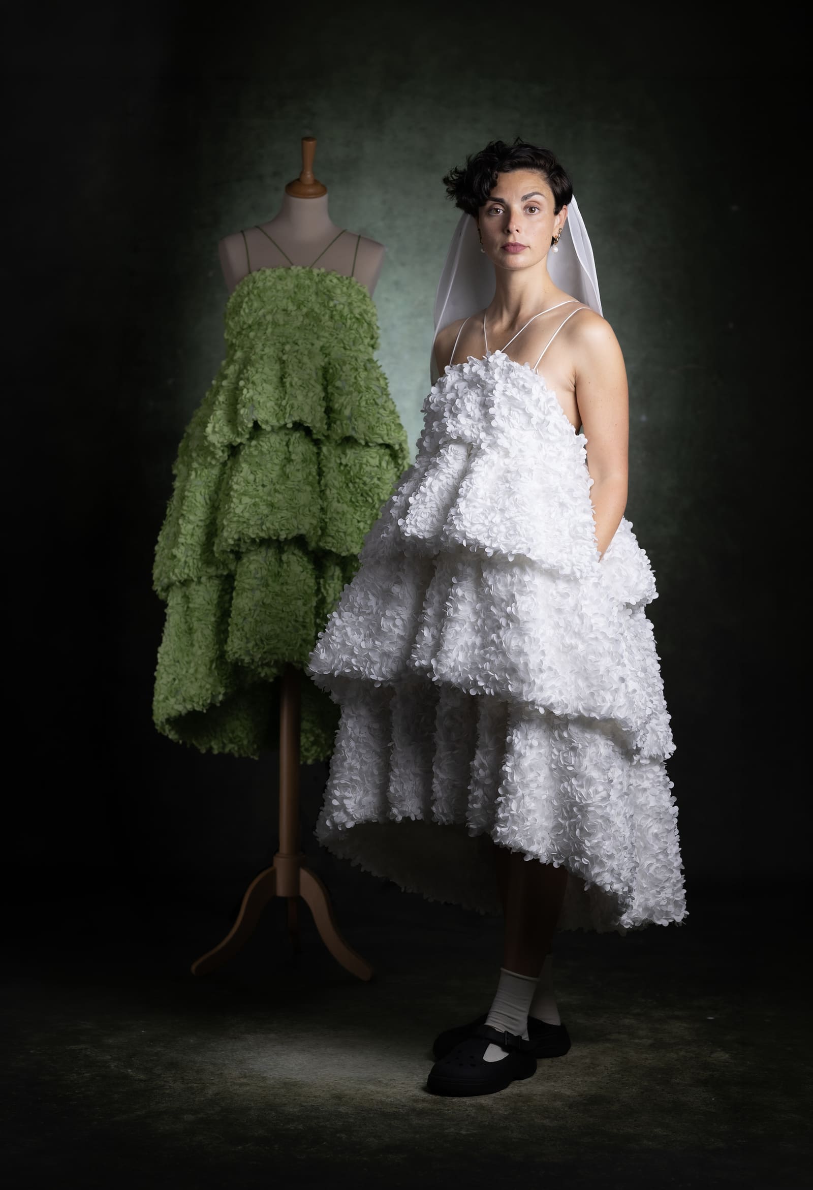 Belida bespoke bridal gown with ethereal silhouette and lightweight movement - Anabel Santos Haute Couture - Galicia - Belida bridal Dress