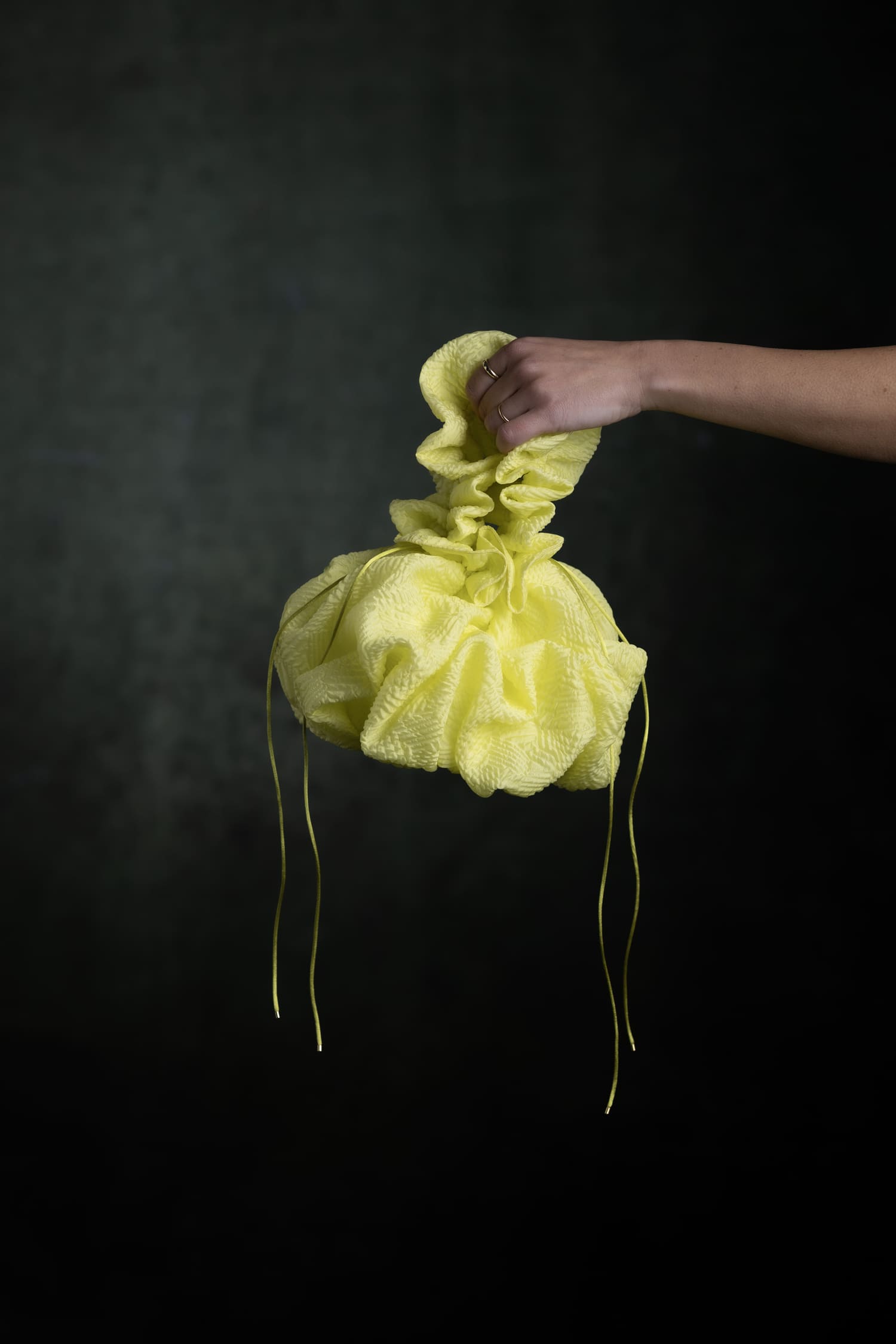 Yellow Nube jewel bag, handcrafted jacquard pouch bag handbag- Anabel Santos - Haute Couture - Galicia